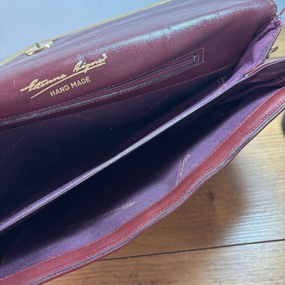 Vintage Etienne Aigner Burgundy Oxblood Leather Classic Clutch Shoulder Bag - Picture 13 of 16